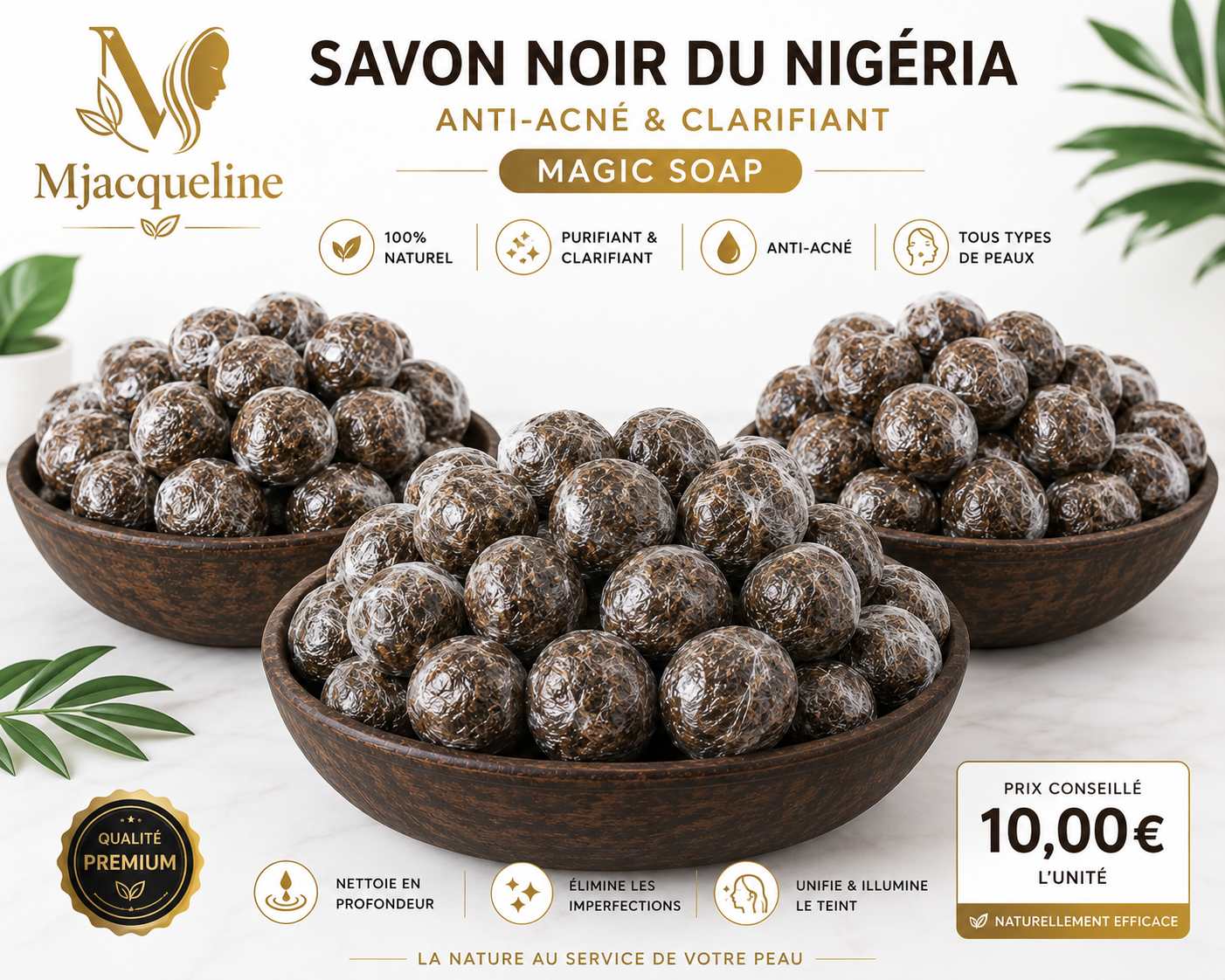 Magic Soap – Savon Noir du Nigeria     Le secret africain pour une peau propre, purifiée et éclatante
